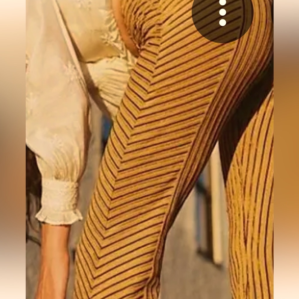 Free people high rise flare pants. Stretch pull on.  Gold / taffy